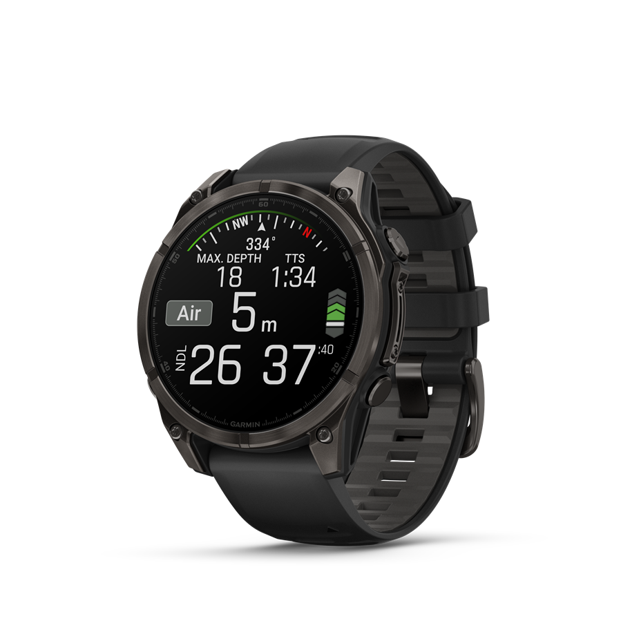 garmin fenix 8 47mm amoled sapphire, karbonszürke dlc titanium, fekete/sötétszürke szilikon szíjjal (ed xd)