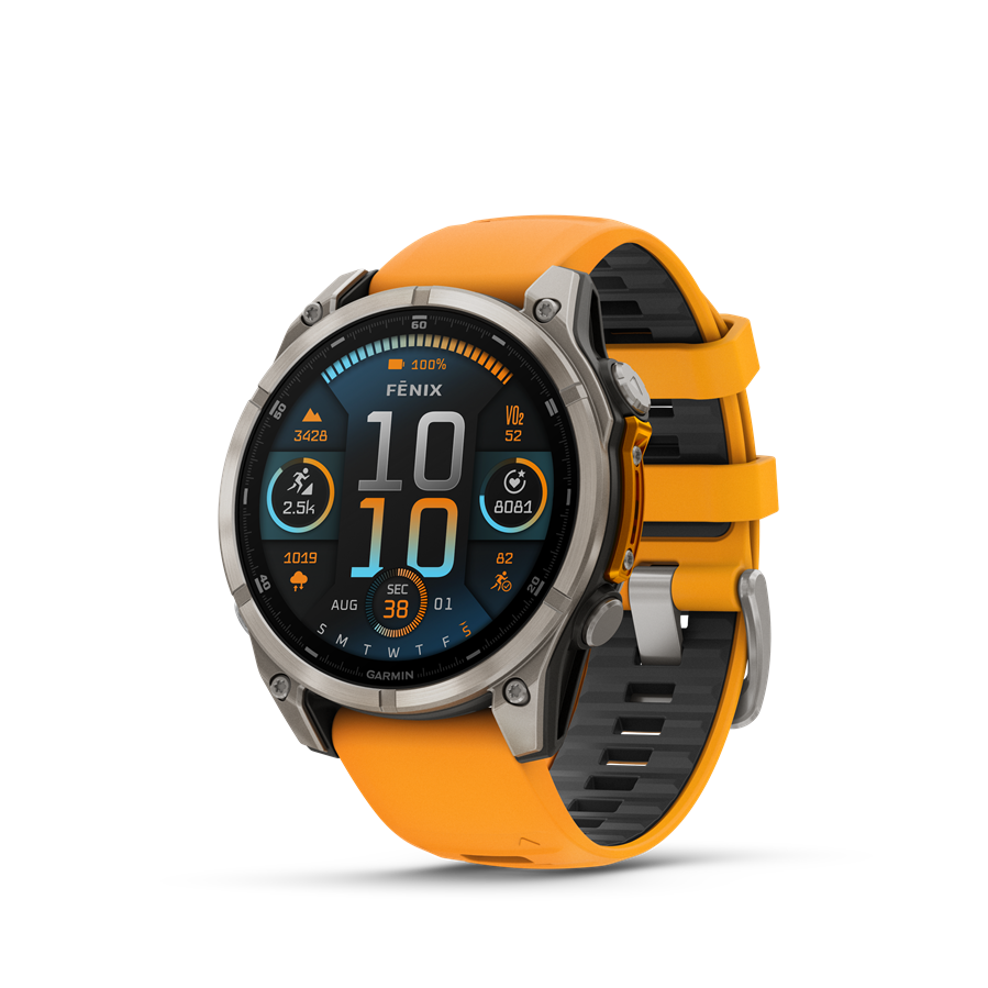 garmin fenix 8 47mm amoled sapphire, titánium, narancs/grafit szilikon szíjjal (ed xd)