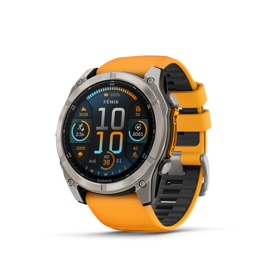 garmin fenix 8 51mm amoled sapphire, titanium, narancs/grafit szilikon szíjjal (ed xd)