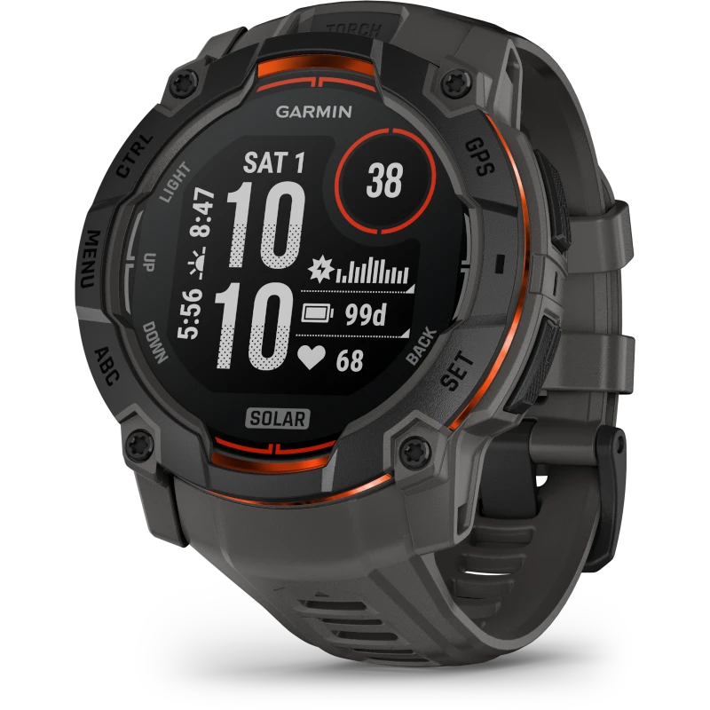 garmin instinct 3, 50mm solar, fekete, sötétszürke szíjjal (ed)