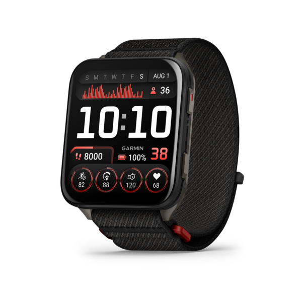 garmin venu x1 fekete titanium, fekete comfortfit nylon szíjjal (ed)