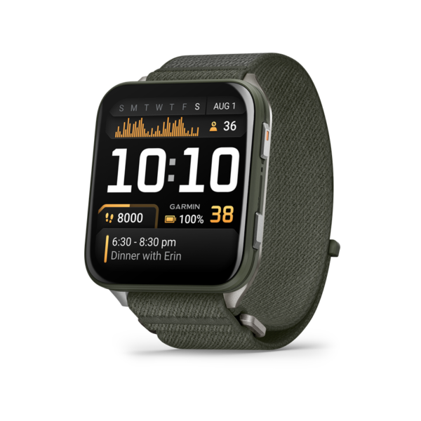 Garmin Venu X1 mohazöld Titanium, mohazöld ComfortFit Nylon szíjjal (ED)