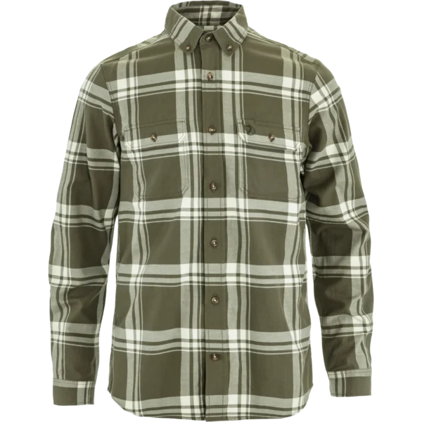 Övik lite flannel shirt m 625 113 laurel green chalk white, xs