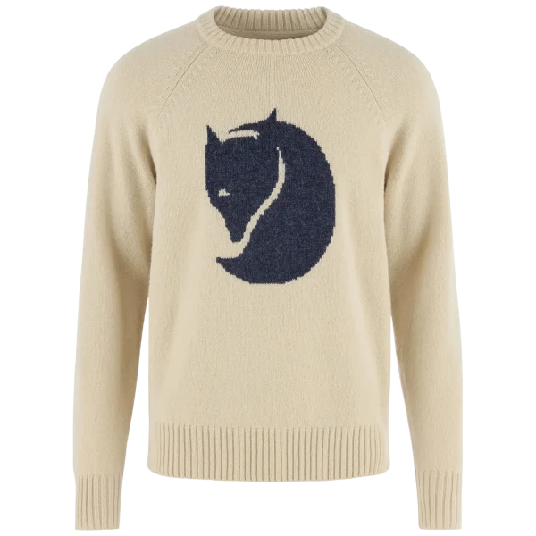 fjällräven logo knit sweater m 191 light beige, l