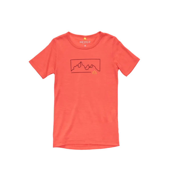 devold active outline tee kid 195a cayenne, 2